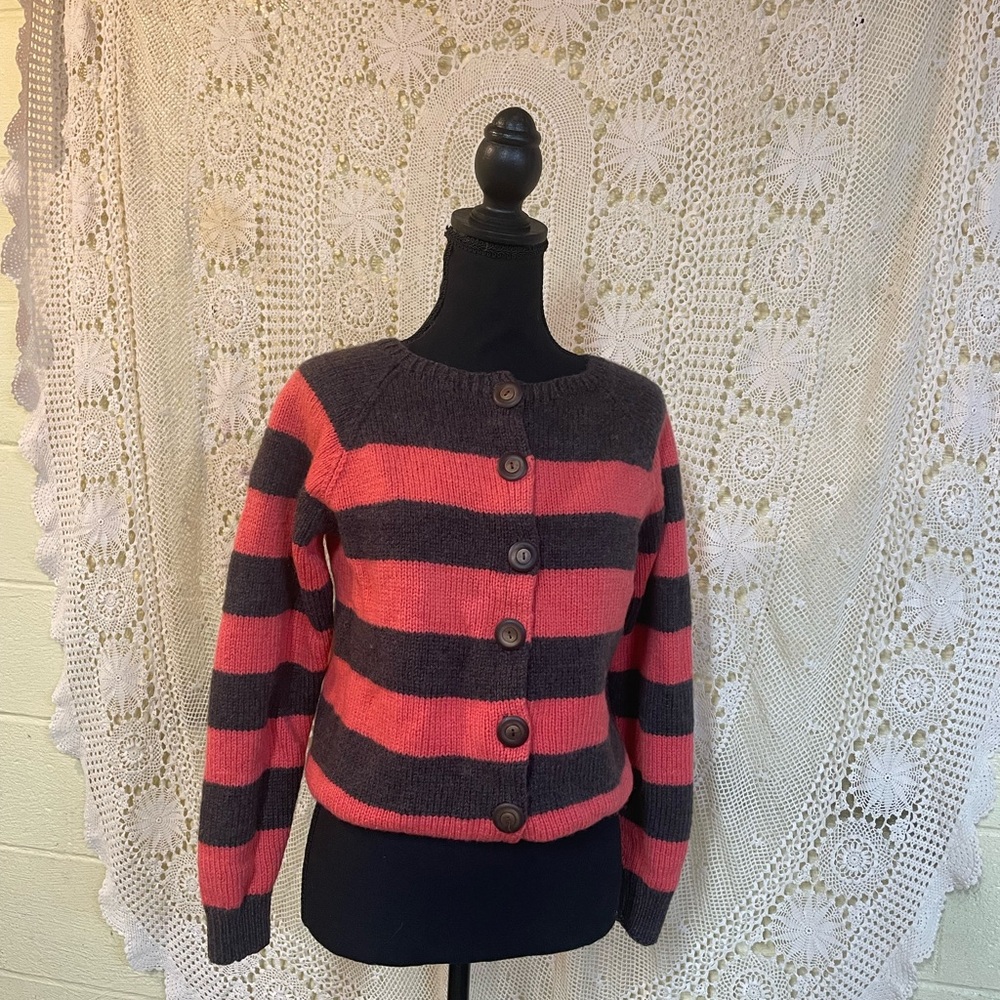 Twee Striped Pink and Gray Women's Sweater